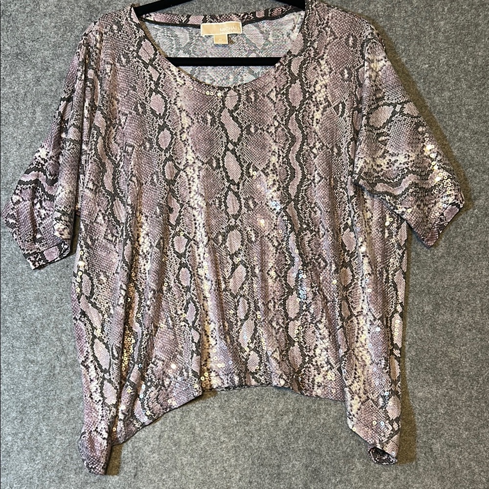Michael Kors Women’s Size M Purple Relaxed Blouse Short Sleeve